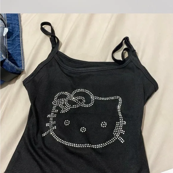 Size Small Hello Kitty White Pyjamas and Black Casual Tank Top - Picture 3 of 11